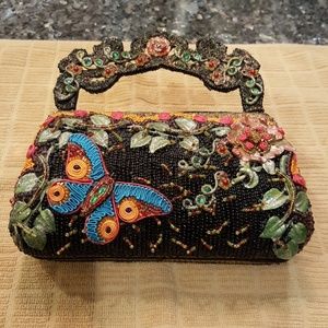 Beaded Mary Frances handbag with butterfly